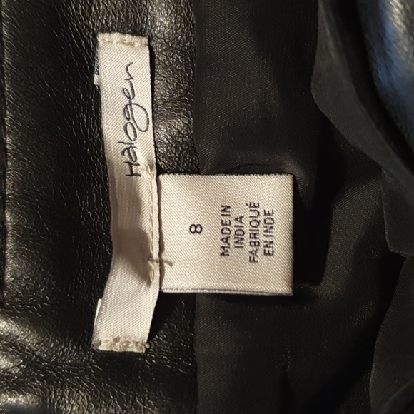 Halogen Black Slant Split Front Leather Skirt Sz 8 - Picture 3 of 3